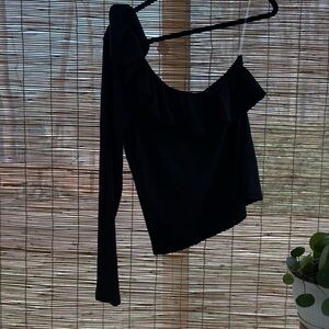 J. Crew Black One-Shoulder Blouse